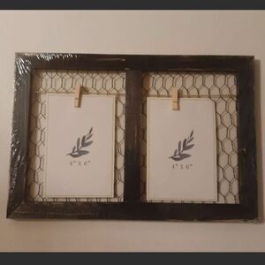 Chicken Wire Picture Frame Black Wash Wood Farmhouse Frame 14"x9.5" Rustic